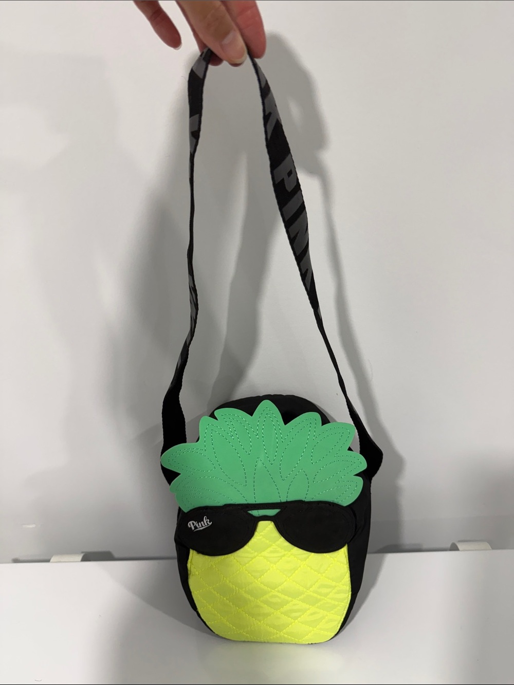 PINK Victoria's Secret Neon Pineapple Crossbody in Yellow, Green & Black